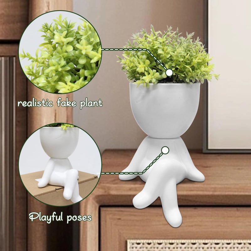 Zerzsy Fake Succulents for Office Decorations for Work Desk Women Fake Plants Office Decor - Small Plants for Office Cubicle Decor - Desk Decorations for Women Office - Set of 1 - Image 3