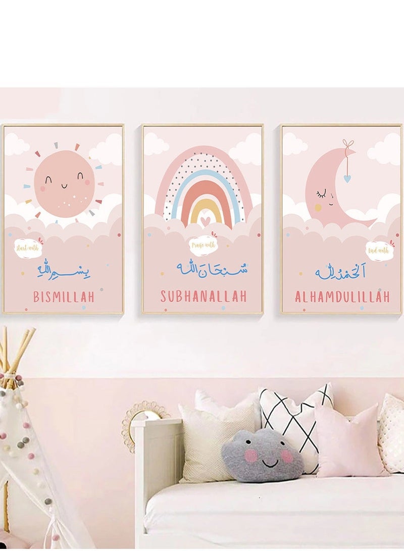 ديكوريور تابلوة اطفال 3 قطع 90cm x 42.5 cm بسمك 30 مم بطباعة ديجيتال عالية الجودة -طبقة uv للحماية ضد الخدوش و حماية الالوان - تصميمات حديثة - لايحتاج مسامير للتركيب بلاصق ذاتي - Image 3