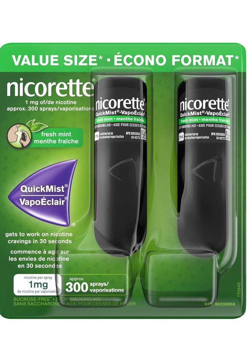 nicorette QuickMist 1mg/spray mouth spray nicotine-Freshmint 2*150  - Image 1