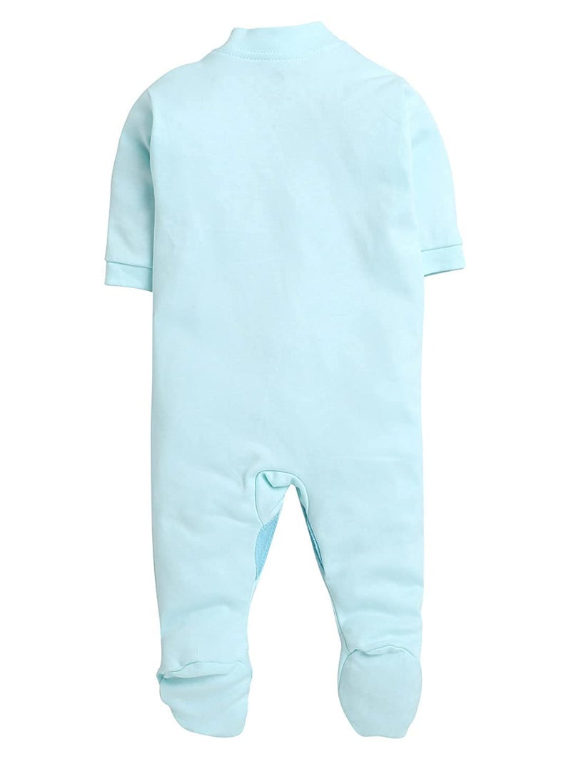 EIO 100% Cotton Sleep Romper Jumpsuit Night Suits for Infants Newborn Baby Boys & Girls Pack of 3 (3-6 Months, Mint) - Image 3