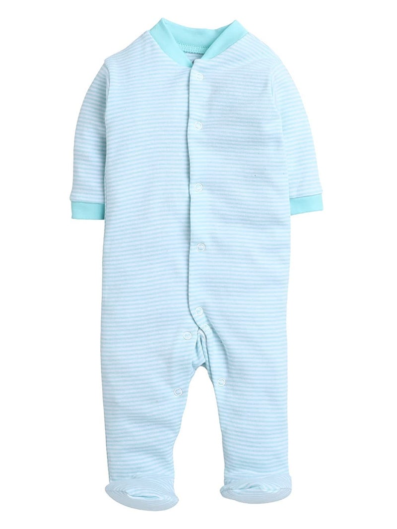 EIO 100% Cotton Sleep Romper Jumpsuit Night Suits for Infants Newborn Baby Boys & Girls Pack of 3 (3-6 Months, Mint) - Image 2