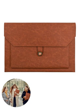 Leather A4 File Folder, Waterproof PU Wallets Document Holder with Snap Popper Closure, Portable Portfolio Envelope Organizer Case Pockets for Travel Meeting Business Office Tablet (Brown) - pzsku/Z5A69F845EBACE902E5BEZ/45/1742884485/0620c05a-2082-4101-9850-8f54a27e7c2a