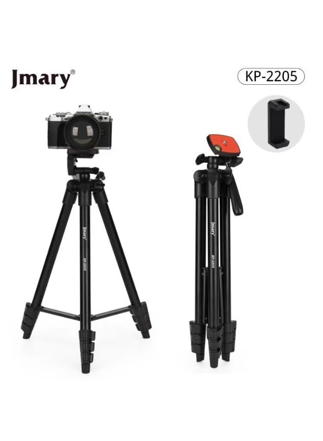 Jmary Tripod KP-2205 , Lightweight and Extendable to 134cm, with Mobile Holder and Support for Cameras and DSLRs, 360° Rotation and Stable Aluminum Base - Ideal for Live Streaming, Video Shooting, and Content Creation - Foldable and Portable for Travel and Outdoor Photography - Black - Image 1