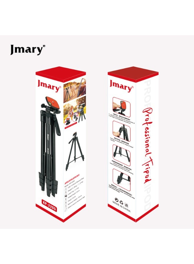Jmary Tripod KP-2205 , Lightweight and Extendable to 134cm, with Mobile Holder and Support for Cameras and DSLRs, 360° Rotation and Stable Aluminum Base - Ideal for Live Streaming, Video Shooting, and Content Creation - Foldable and Portable for Travel and Outdoor Photography - Black - Image 4