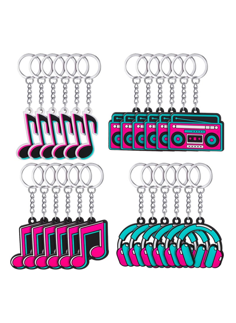 SYOSI Silicone Music Keychain Set, 48-Piece Musical Note and Instrument Themed Keychains, Perfect for Music Themed Party Favors and Supplies - Image 1