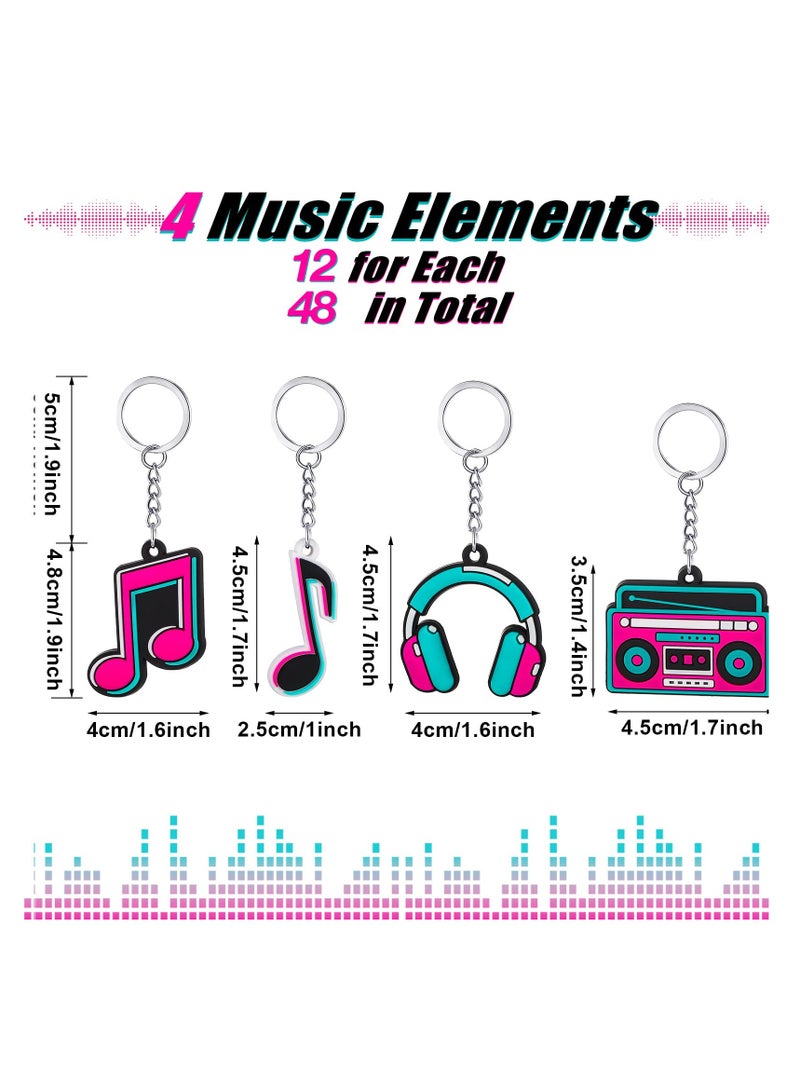SYOSI Silicone Music Keychain Set, 48-Piece Musical Note and Instrument Themed Keychains, Perfect for Music Themed Party Favors and Supplies - Image 3