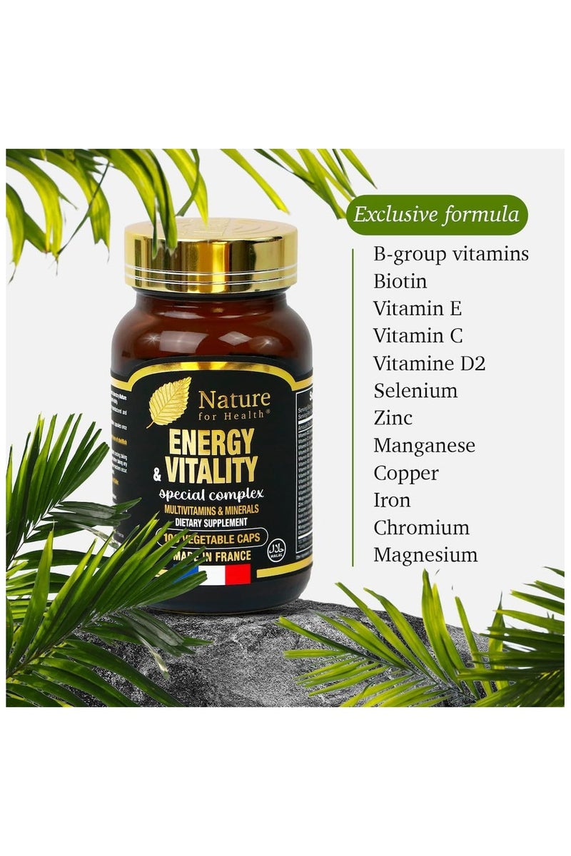 Nature Energy & Vitality Special Complex Dietary Supplement Reducing Tiredness Multivitamins & Minerals Sugar & Gluten-Free 100 Vegetable Caps  - Image 2
