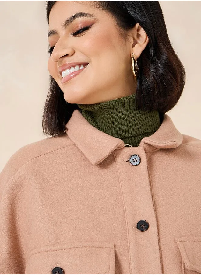 Styli Oversized Longline Wool-Like Shacket
