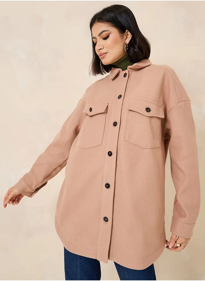 Styli Oversized Longline Wool-Like Shacket