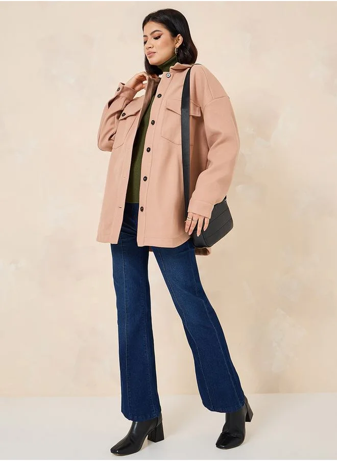 Styli Oversized Longline Wool-Like Shacket