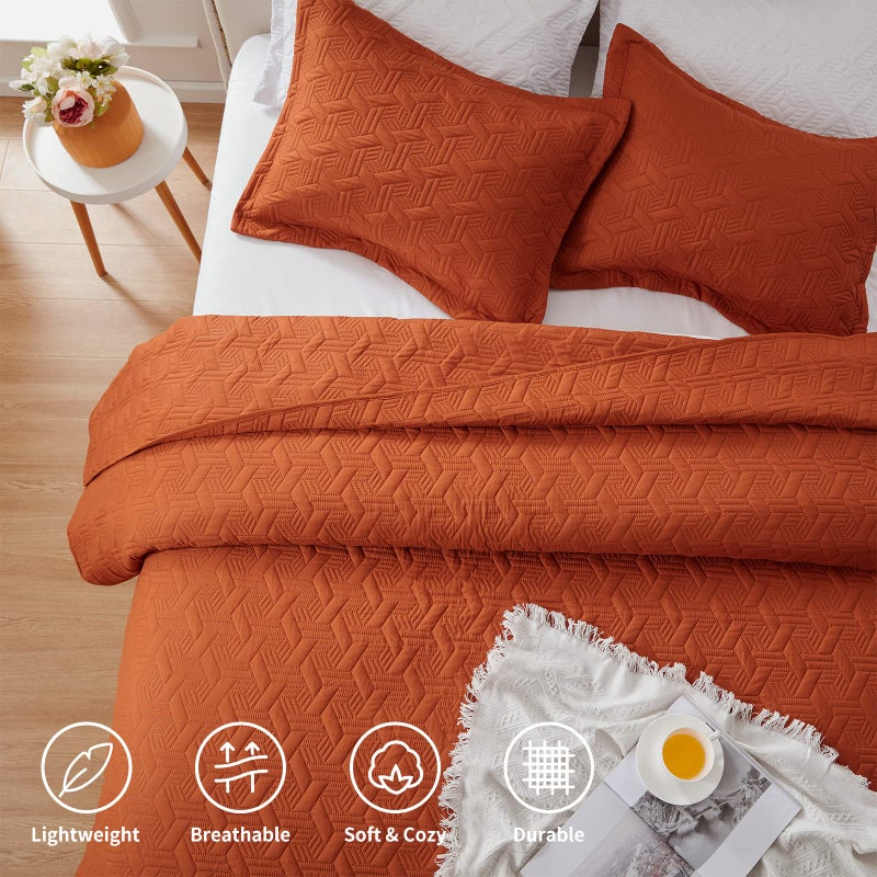 LEAONME مجموعة لحاف Twin Leaonme قطعتين خفيفة الوزن برتقالية/صدأ الأسرة-68''x86 '' Soft Microfiber Summer Coverlet الفاخرة مجموعة دافئة لجميع المواسم (يشمل لحاف واحد 1 شام) - Image 4