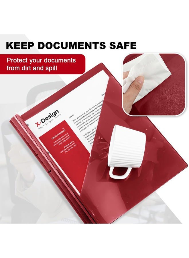 Teling 48 Pcs Clear Front Report Covers with 3 Prongs Fasteners Plastic Book Report Covers 90 Sheet Capacity Resume Portfolio Presentation Folder for Office Business Supplies (Dark Red) - Image 5