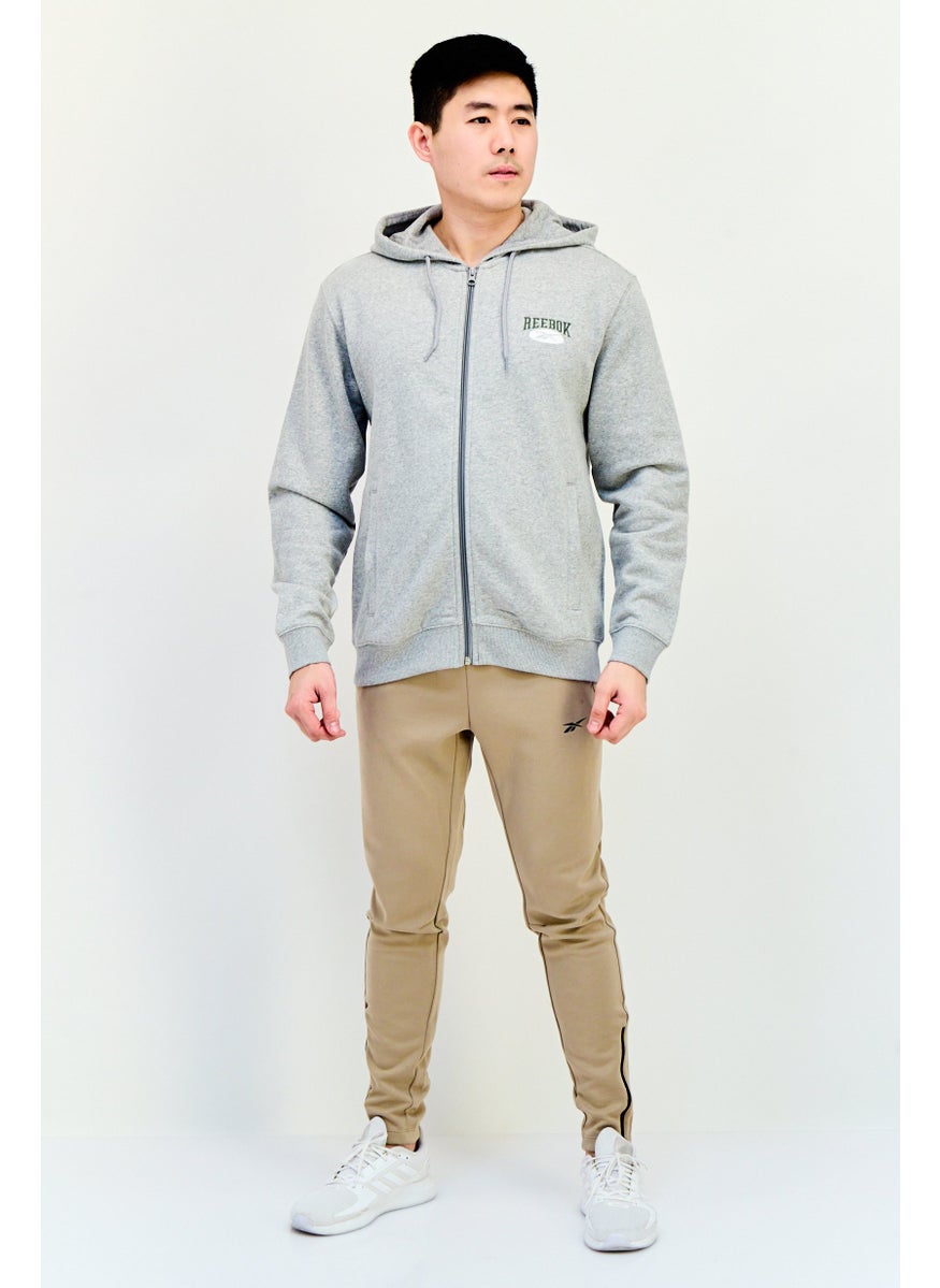 Reebok Men Sportswear Fit Embroidered Logo Long Sleeves Outdoor Hoodie, Grey  - Image 3