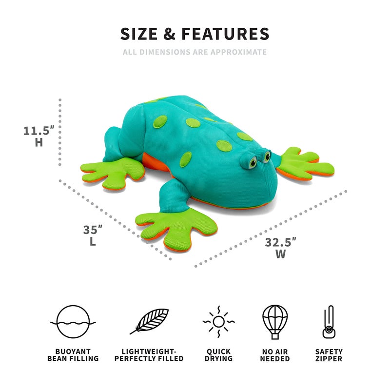 Big Joe Pool Petz Large Frog Animal Pool Toy Float, Frog Shape Mesh, Quick Draining Fabric, 3 feet - Image 2