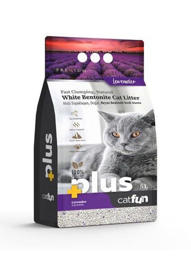 كات فن بلس رملة قطط من نوع كات فن بلس، بنتونيت بيضاء، 5 لتر، لون لافندر