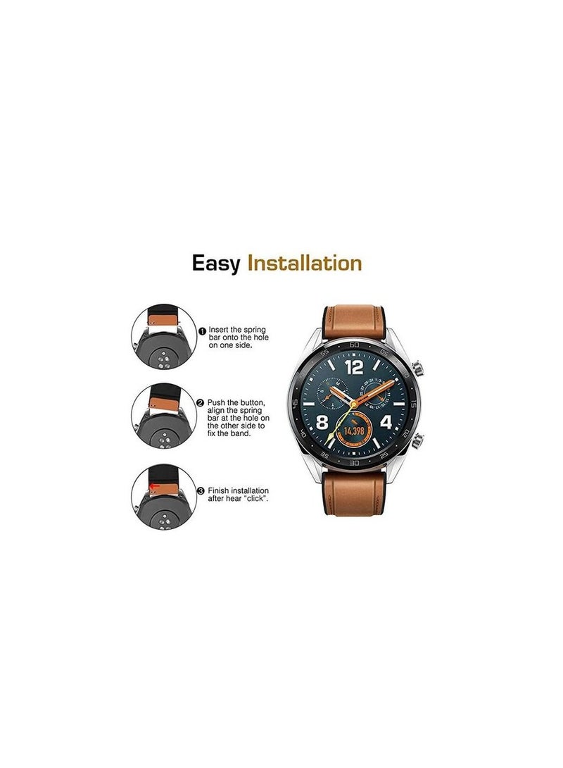 22mm Silicone Leather Replacement Strap Watchband For Xiaomi Watch S1/S1 Active/Mi Watch - Camel Silver Buckle - Image 3