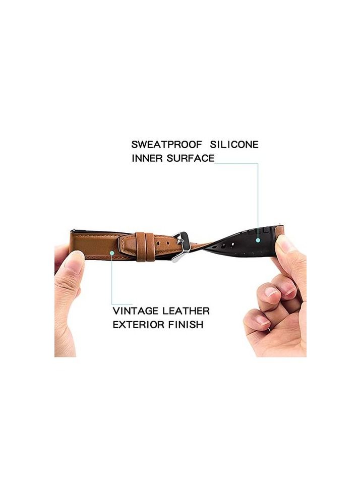 22mm Silicone Leather Replacement Strap Watchband For Xiaomi Watch S1/S1 Active/Mi Watch - Camel Silver Buckle - Image 4