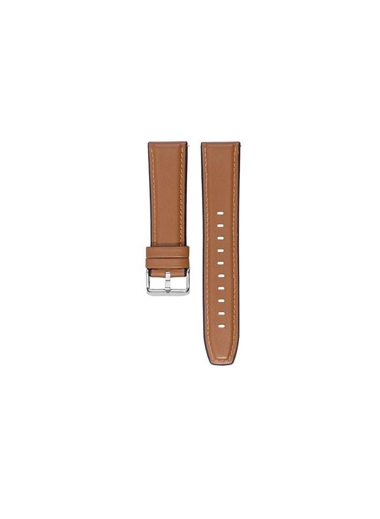 22mm Silicone Leather Replacement Strap Watchband For Xiaomi Watch S1/S1 Active/Mi Watch - Camel Silver Buckle - Image 2