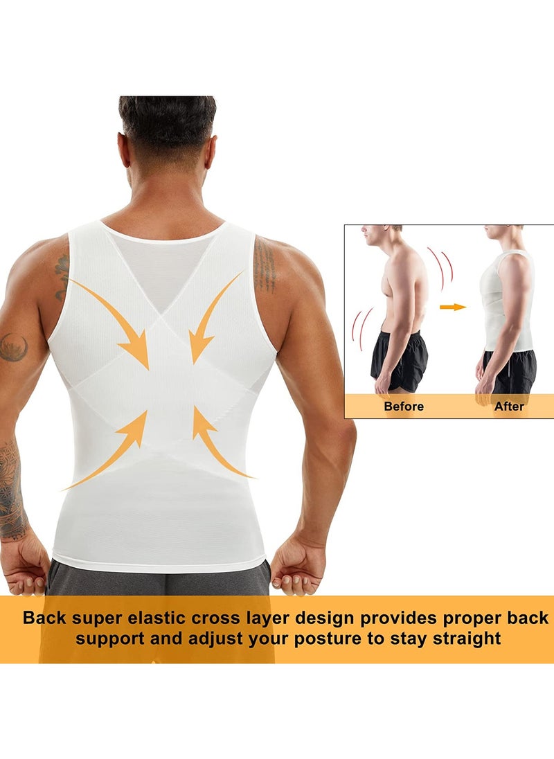 Compression Shirt for Men Slimming Undershirt Body Shaper Tank top for Sleeveless Shapewear Vest Men-White, L - pzsku/Z5A6A7EF6B1997300A573Z/45/_/1703766981/ad4f6960-0d6c-485f-aecf-6aa613530224