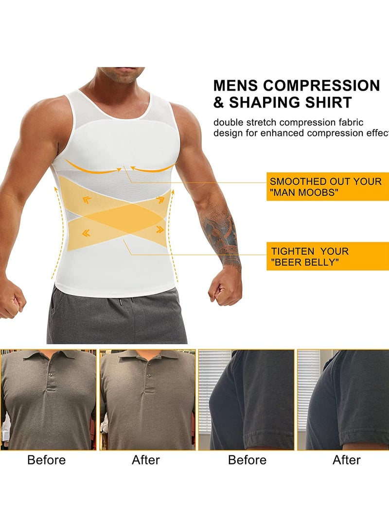 Compression Shirt for Men Slimming Undershirt Body Shaper Tank top for Sleeveless Shapewear Vest Men-White, L - pzsku/Z5A6A7EF6B1997300A573Z/45/_/1703766992/f927a3cd-cdf3-424f-a79f-ae87263a851f