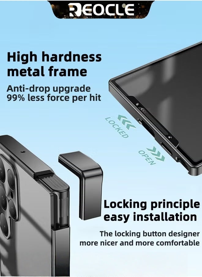 REOCLE Samsung Note20 Ultra Mobile Phone Case Drop-Resistant Metal Shell Frosted Semi-Transparent Mobile Phone Case Full Protection Plating Anti-Scratch Slim Thin Case Cover with Magnetic Suction Function and Camera Lens Protector - Image 4