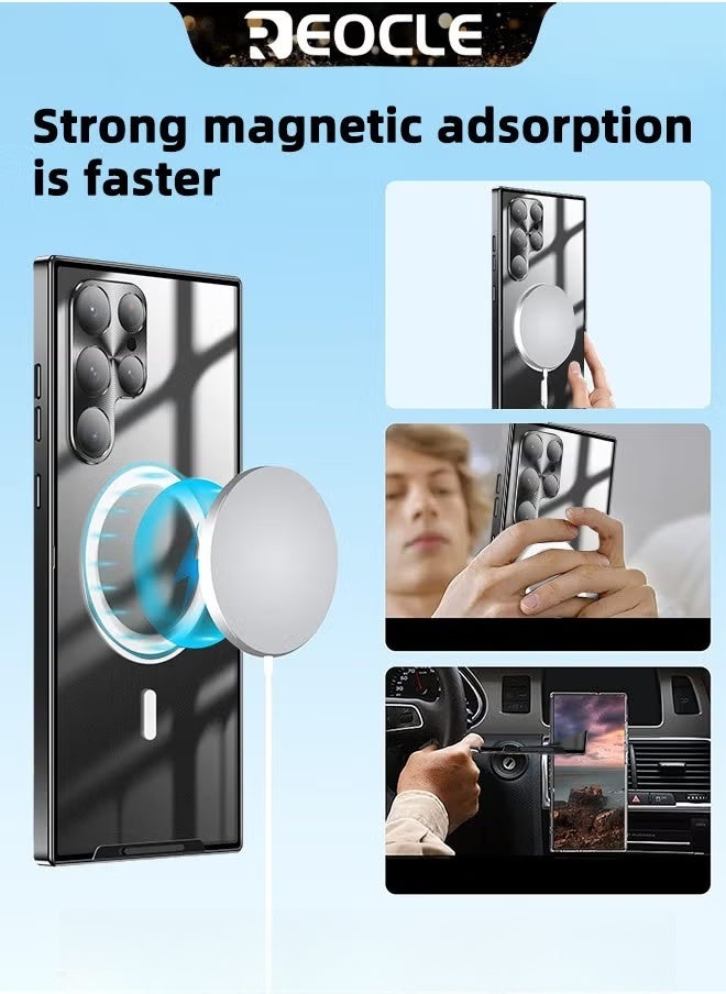 REOCLE Samsung Note20 Ultra Mobile Phone Case Drop-Resistant Metal Shell Frosted Semi-Transparent Mobile Phone Case Full Protection Plating Anti-Scratch Slim Thin Case Cover with Magnetic Suction Function and Camera Lens Protector - Image 3