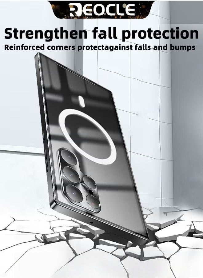 REOCLE Samsung Note20 Ultra Mobile Phone Case Drop-Resistant Metal Shell Frosted Semi-Transparent Mobile Phone Case Full Protection Plating Anti-Scratch Slim Thin Case Cover with Magnetic Suction Function and Camera Lens Protector - Image 5