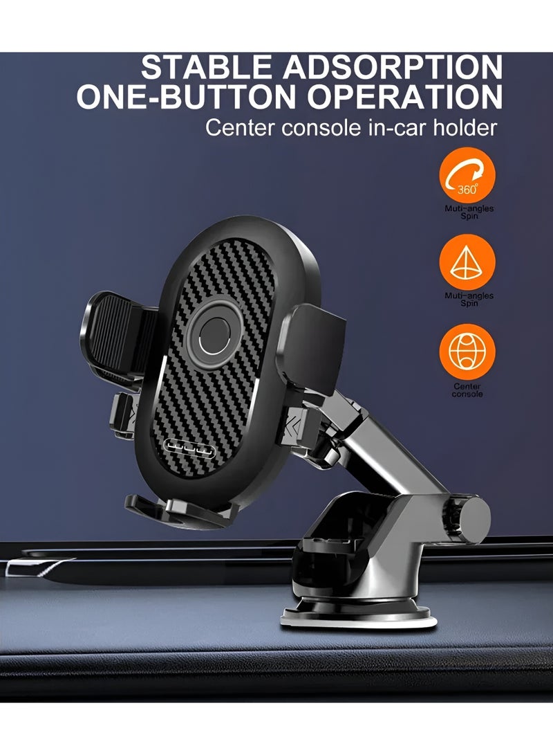 The WUW Z32 mobile phone holder is mounted on the dashboard with an elegant design, strong fixation, and 360-degree rotation. - Image 3