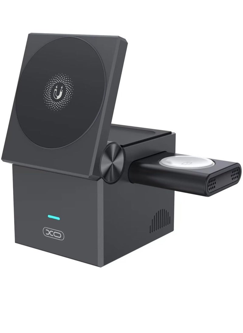 Generic - NEW 3-in-1 Cube with MagSafe - 15W Fast Charging Foldable Wireless Charger Station for iPhone, Apple Watch, and AirPods Pro - Image 1