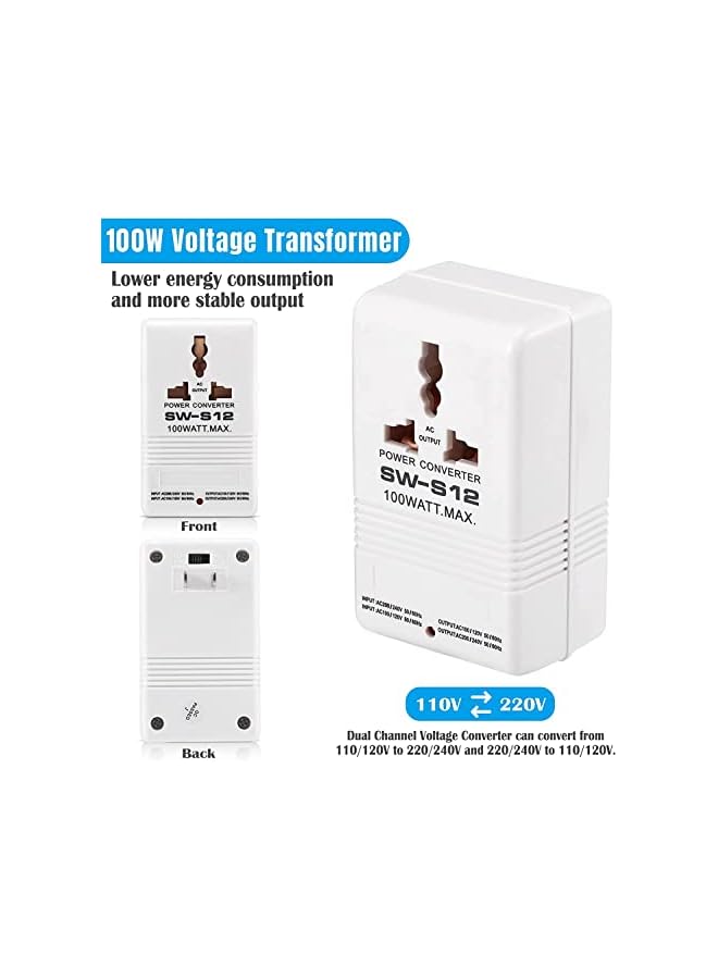 PROMASS محول الطاقة الكهربائي promass - 110 فولت إلى 220 فولت أو من 220 فولت إلى 110 فولت معيار دولي 2 سن (SW-S12-100W) - Image 3