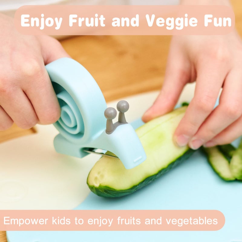 Kibbidea Vegetable Peeler, Kids Potato Fruit Peeler for Kitchen with Cut-proof Glove, Kids Cute Kitchen Accessories (Blue) - Image 5