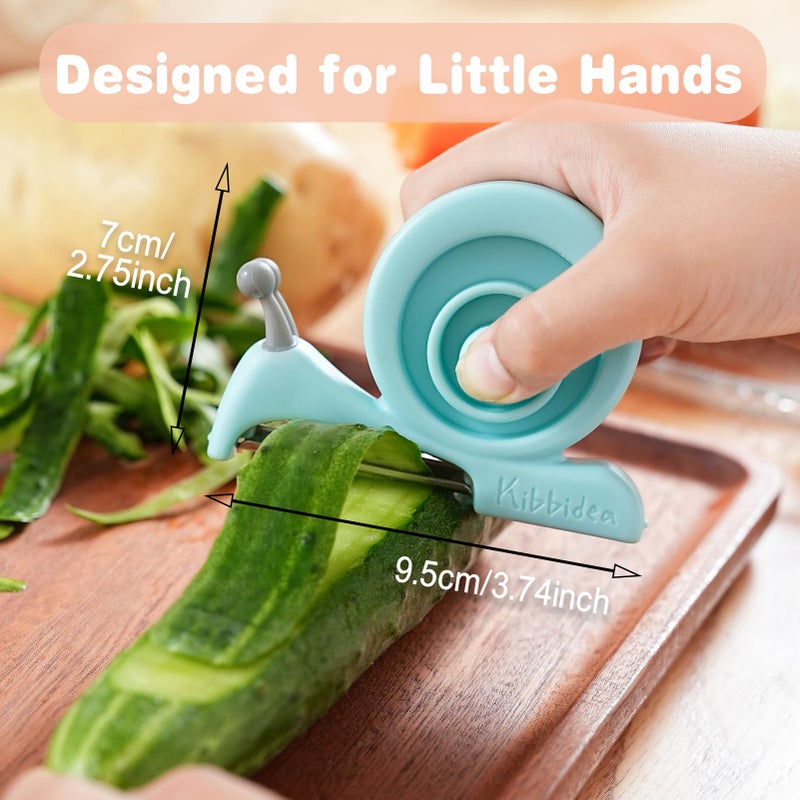 Kibbidea Vegetable Peeler, Kids Potato Fruit Peeler for Kitchen with Cut-proof Glove, Kids Cute Kitchen Accessories (Blue) - Image 3