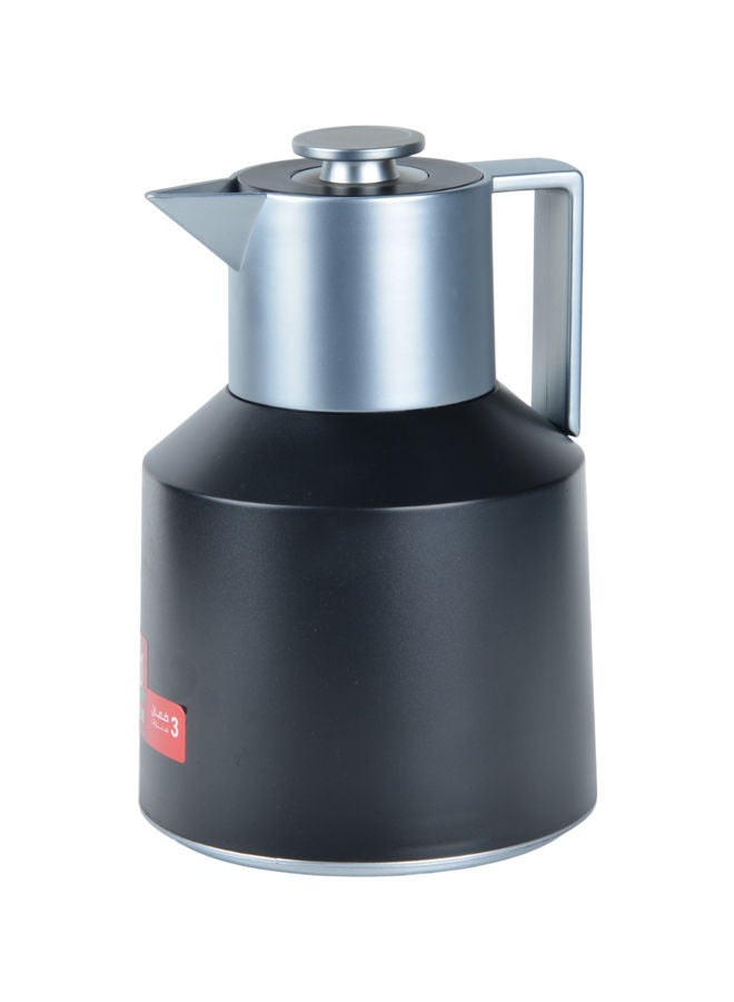 REEM Plastic Tea & Coffee Flask 1 Liter Black/Silver - Image 1