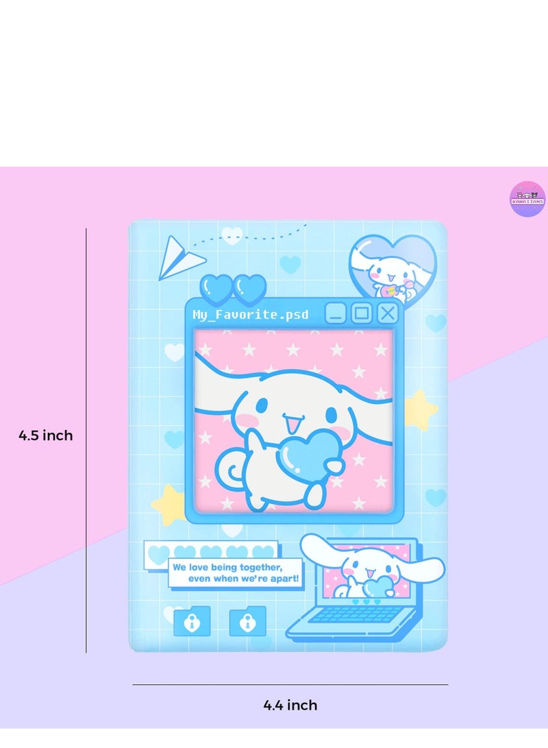 SOLARAE Photocard Binder 4.4 Inch Kpop Photocard Holder Book, Mini Photo Album Kpop Photocard Binder Portable Kpop Binder Photocard Album with Lovely Pendant for Photocard Collection(Blue) - Image 3