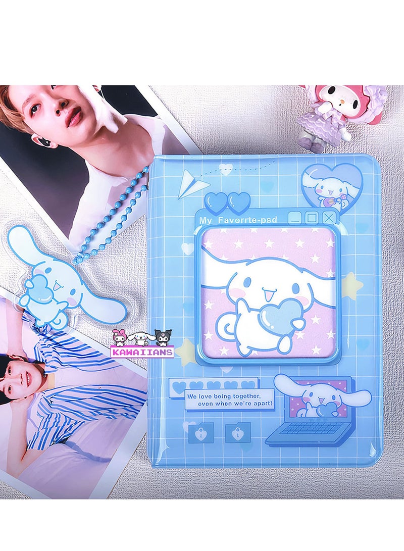 SOLARAE Photocard Binder 4.4 Inch Kpop Photocard Holder Book, Mini Photo Album Kpop Photocard Binder Portable Kpop Binder Photocard Album with Lovely Pendant for Photocard Collection(Blue) - Image 2