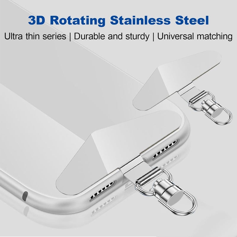 BharatBazaar 6Pcs Phone Tether Tab, Metal Crossbody Cell Phone Lanyard Patch Silve,Stainless Steel Mobile Phone Lanyard Pad,Universal Phone Strap Connector for Smartphones - Image 3