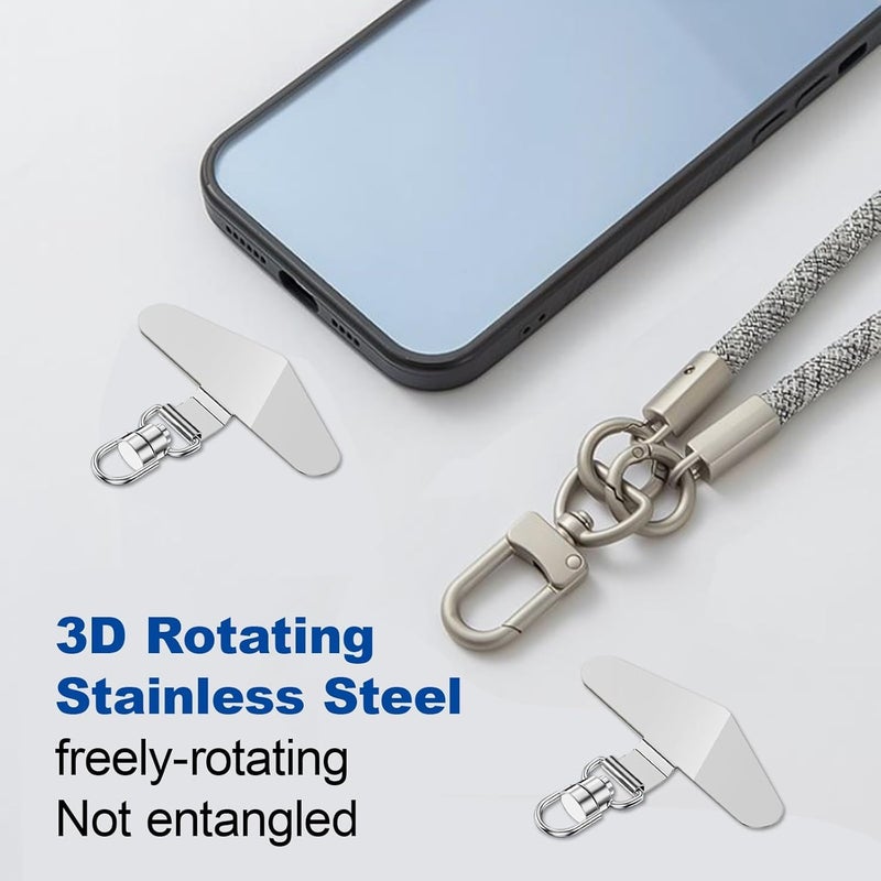 BharatBazaar 6Pcs Phone Tether Tab, Metal Crossbody Cell Phone Lanyard Patch Silve,Stainless Steel Mobile Phone Lanyard Pad,Universal Phone Strap Connector for Smartphones - Image 4