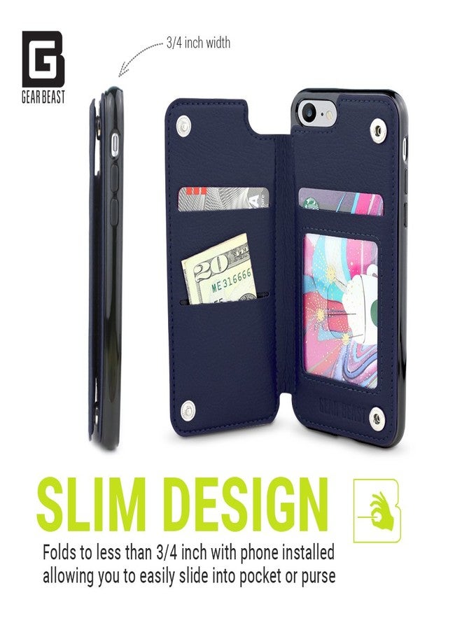 Gear Beast Lychee PU Leather Protective Top View Slim Wallet Case Fits iPhone 8/7 Includes Flip Folio Cover, with Five Card Slots Including Transparent ID Holder - Image 4