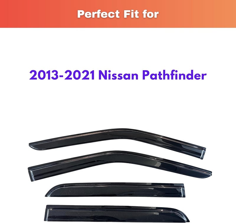 KPY Window Visor Rain Guard Deflectors for Nissan Pathfinder 2013-2021 - 4PC Mugen Style - Image 2