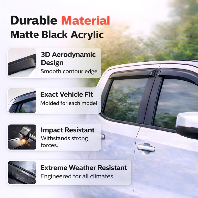 KPY Window Visor Rain Guard Deflectors for Nissan Pathfinder 2013-2021 - 4PC Mugen Style - Image 5