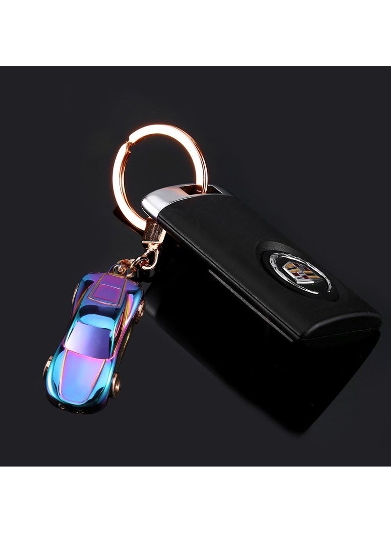 Key Chain Flashlight, Zinc Alloy Car Keychain with 2 Modes LED Light, Key Rings for Men, Women or Car Decorations, Ideal Gifts (Colorful) - S