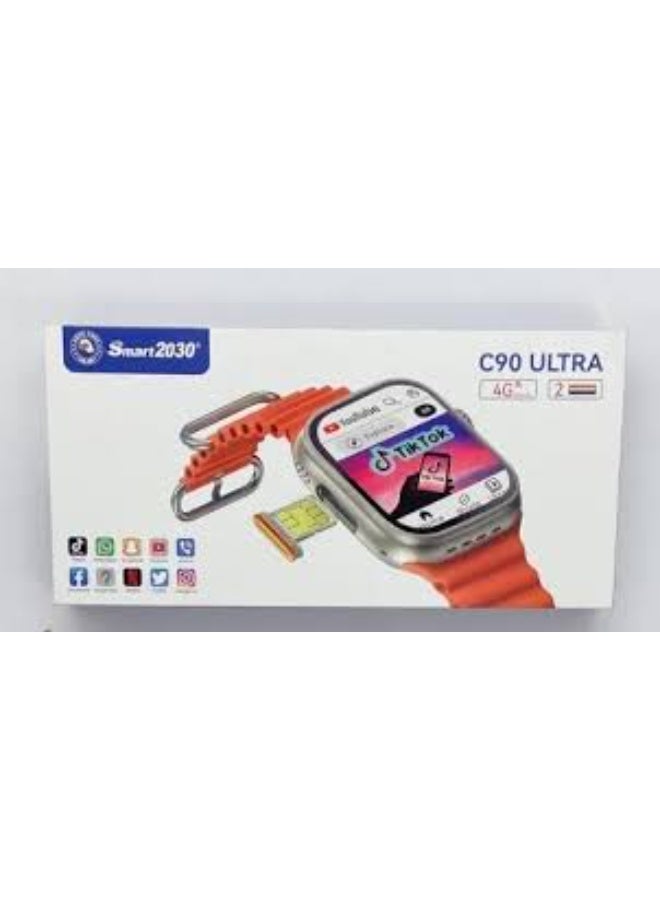 Smartberry ساعة C90 ألترا الذكية 4G مع كاميرتين وشاشة تعمل باللمس 2.2 بوصة مقاومة للماء وشحن لاسلكي - Image 1