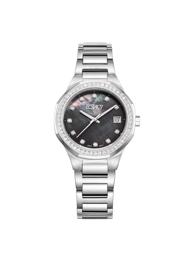 ECSTACY Ecstacy Women's GM10 Movement Watch, Analog Display and Stainless Steel Strap - E23511-SBSMB, Silver