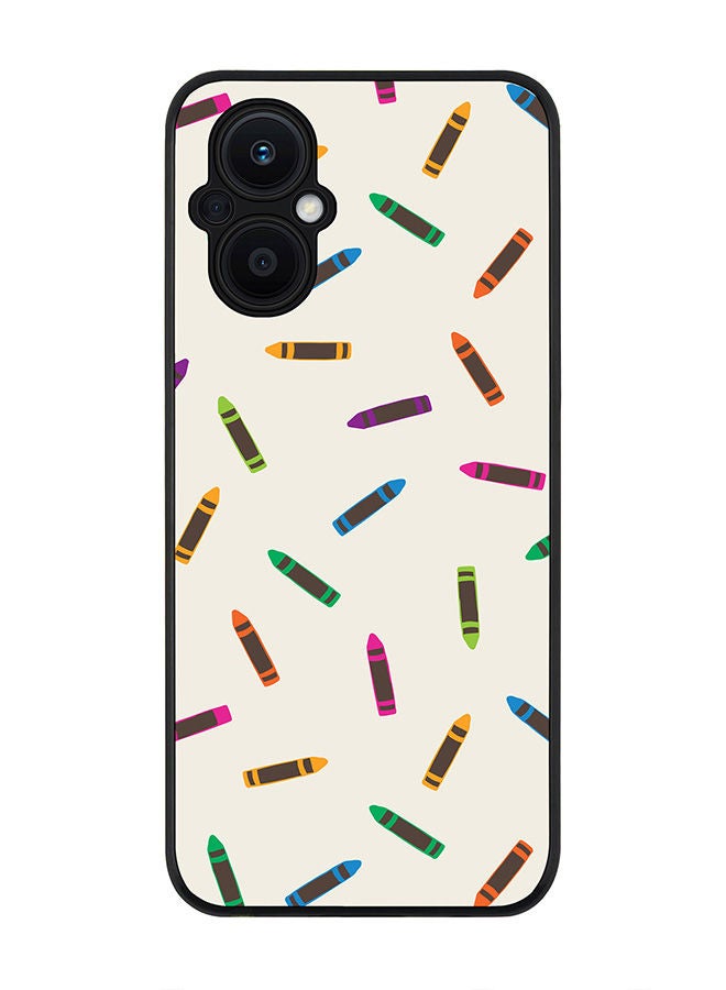 Stylizedd Rugged Black edge case for Oppo Reno7 Z  Slim fit Soft Case Flexible Rubber Edges Anti Drop TPU Gel Thin Cover - Crayon Pary  - Image 1