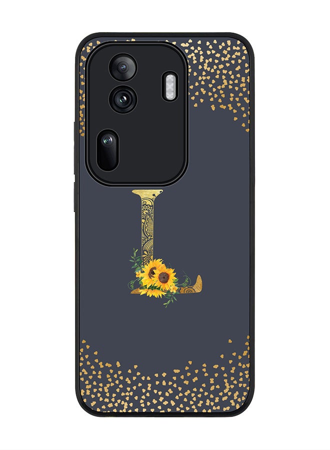 Stylizedd Rugged Black Edge Case for Oppo Reno11 Pro, Slim fit Case Cover - Custom Monogram Initial Letter Mandala Floral Pattern Alphabet - L (Grey ) - Image 1