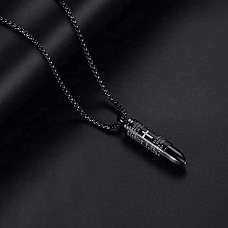 AnHeLin 2PC Bullet Urn Necklace for Ashes, Cremation Necklack for Ashes, Urn Necklaces for Ashes for Women Men, Cremation Jewelry Locket Stainless Steel Keepsake Waterproof Memorial Pend - Image 5