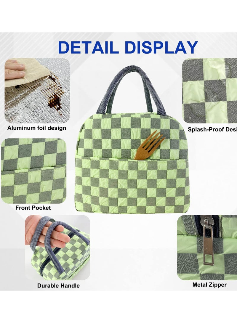 SOLARAE Lunch Bag for Women Men, Aesthetic Lunch Bag Reusable Insulated Lunch Tote Bag Kawaii Lunch Box Container Waterproof Lunch Cooler Bag for Work Office Travel Picnic (Green) - Image 2