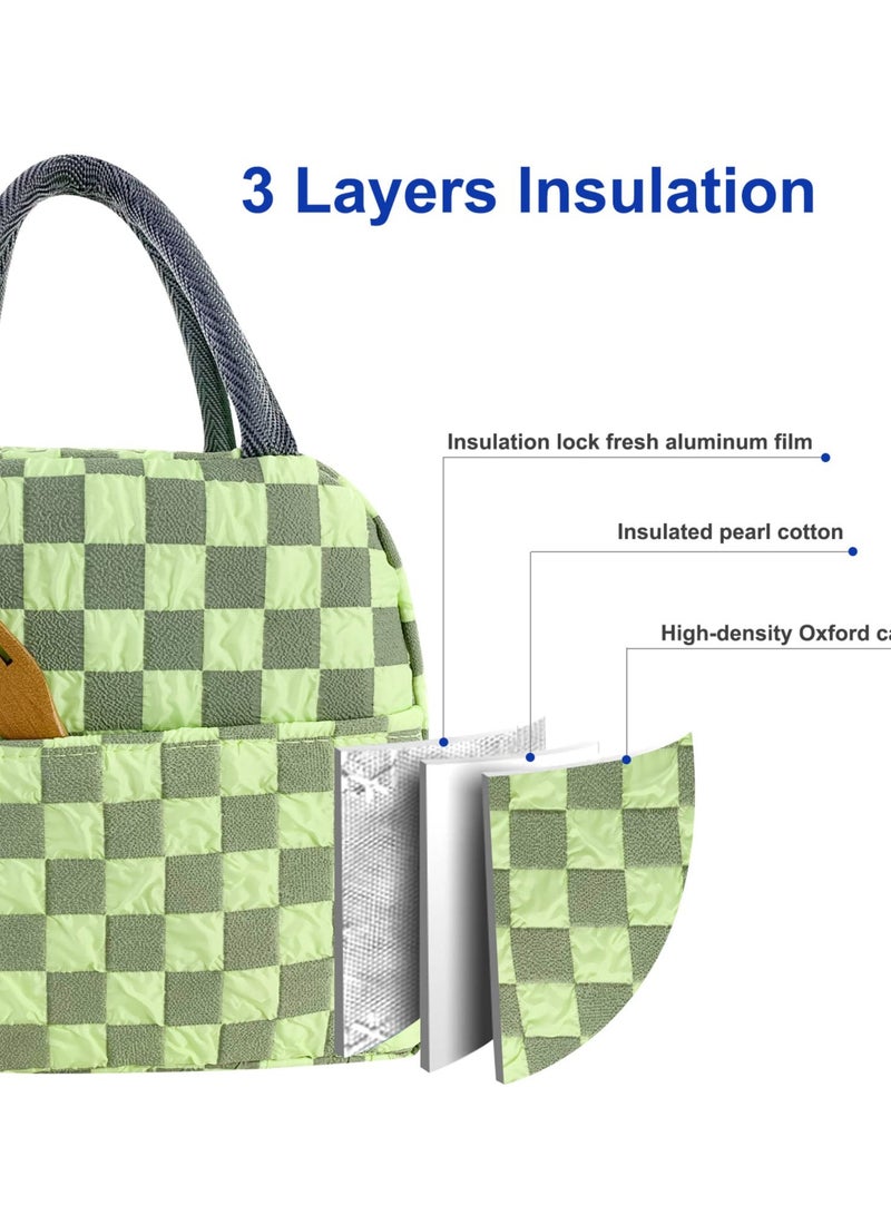 SOLARAE Lunch Bag for Women Men, Aesthetic Lunch Bag Reusable Insulated Lunch Tote Bag Kawaii Lunch Box Container Waterproof Lunch Cooler Bag for Work Office Travel Picnic (Green) - Image 3