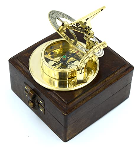SARA NAUTICAL Antique Brass Sundial Compass, Sundial Clock in Box Gift Sun Clock Ship Replica Watch,Ship Decorations - Image 5