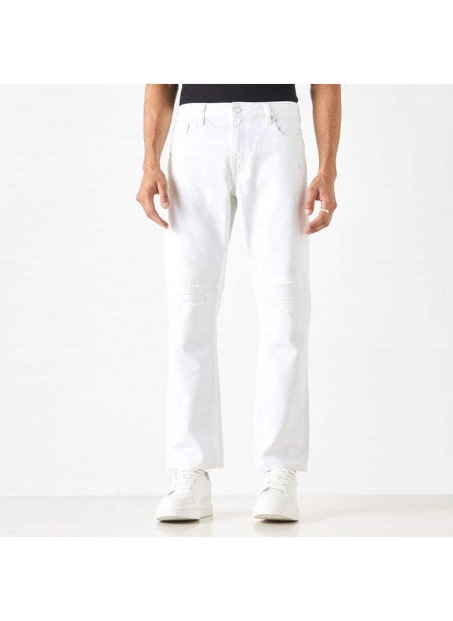 Lee Cooper Lee Cooper Solid Straight Fit Jeans with Pockets  - Image 1